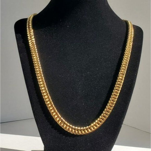 28" Cuban Chain Link 18K Gold Necklace Womens Miami Style Streetwear 28 inch NEW - Picture 2 of 9